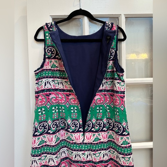 Talbots Fringe Sleeveless Floral Paisley Boho Southwestern Dress Plus Size 14W - Picture 7 of 13